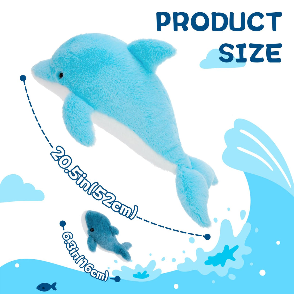 Tezituor Dolphin Stuffed Animal with 4 Babies, 20.5" Large Dolphin Plush Toy Realistic Ocean Stuffed Animals Soft Plushies Home Decor Christmas Birthday Gifts for Boys Girls Kids