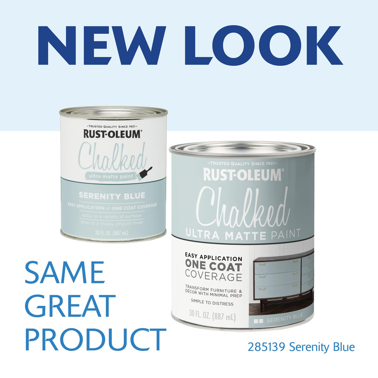 Rust-Oleum Serenity Blue Chalked All-in-One Ultra Matte Paint | One Coat Coverage | No Primer, Sanding, Or Topcoat Needed | Easy Clean Up | Made in USA | 30 OZ | 2 Pack