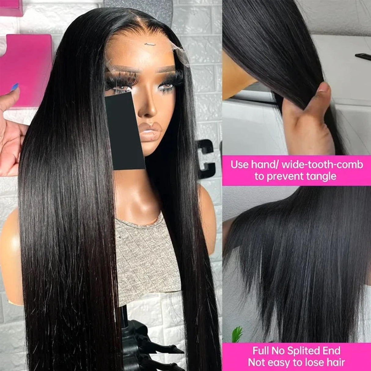 Lemoda 13x6 Full Lace Frontal Wig 200% Density Straight Lace Front Wigs Human Hair HD Transparent Lace Wig Pre Plucked with Baby Hair 14A Brazilian Virgin Human Hair Wigs for Women 28 Inch