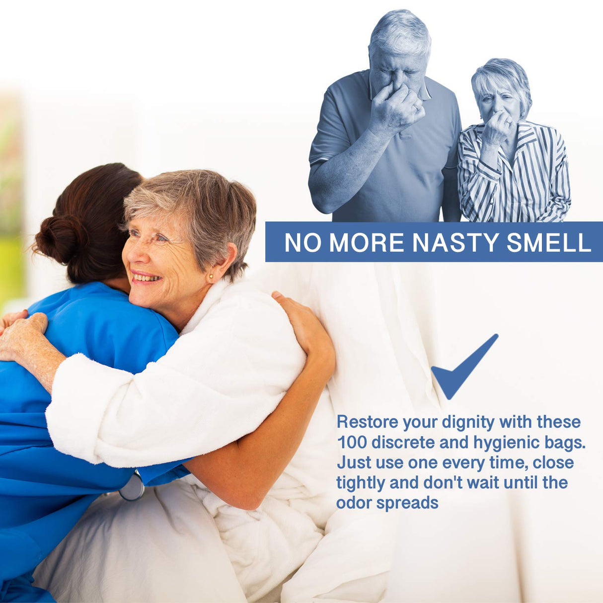 Commode Liners - 50 Strong Portable Toilet Bags - Easy to Use Bedside Commode Liners Disposable - Toilet Liners That Support Dignity of Seniors & Disabled - No More Buckets to Wash - NO Absorbent Pad