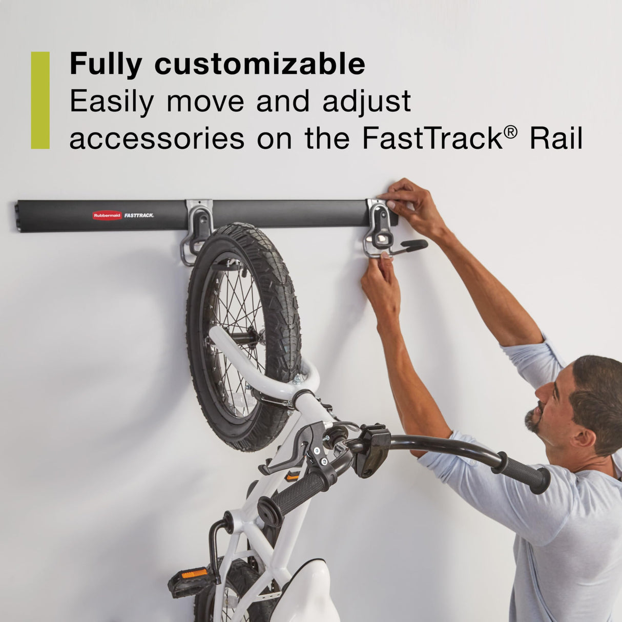 Rubbermaid 15-Piece FastTrack Garage Wall-Mounted Storage Kit, 4 Rails and 11 Hooks, for Home/House/Tool/Sports/Equipment/Utility Purposes