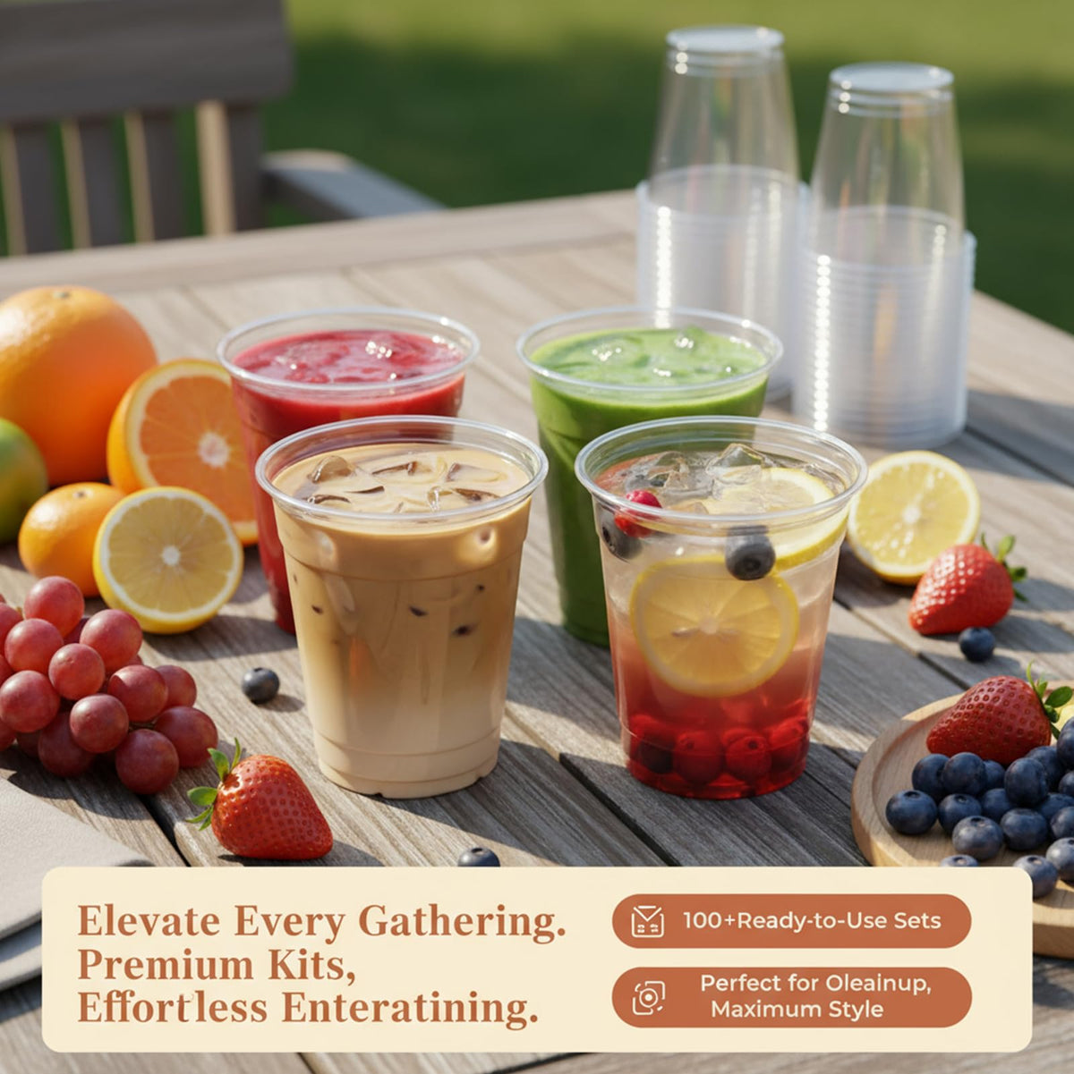 Voatree 110 Pack 16 oz Clear Plastic Cups with Lids and Straws
