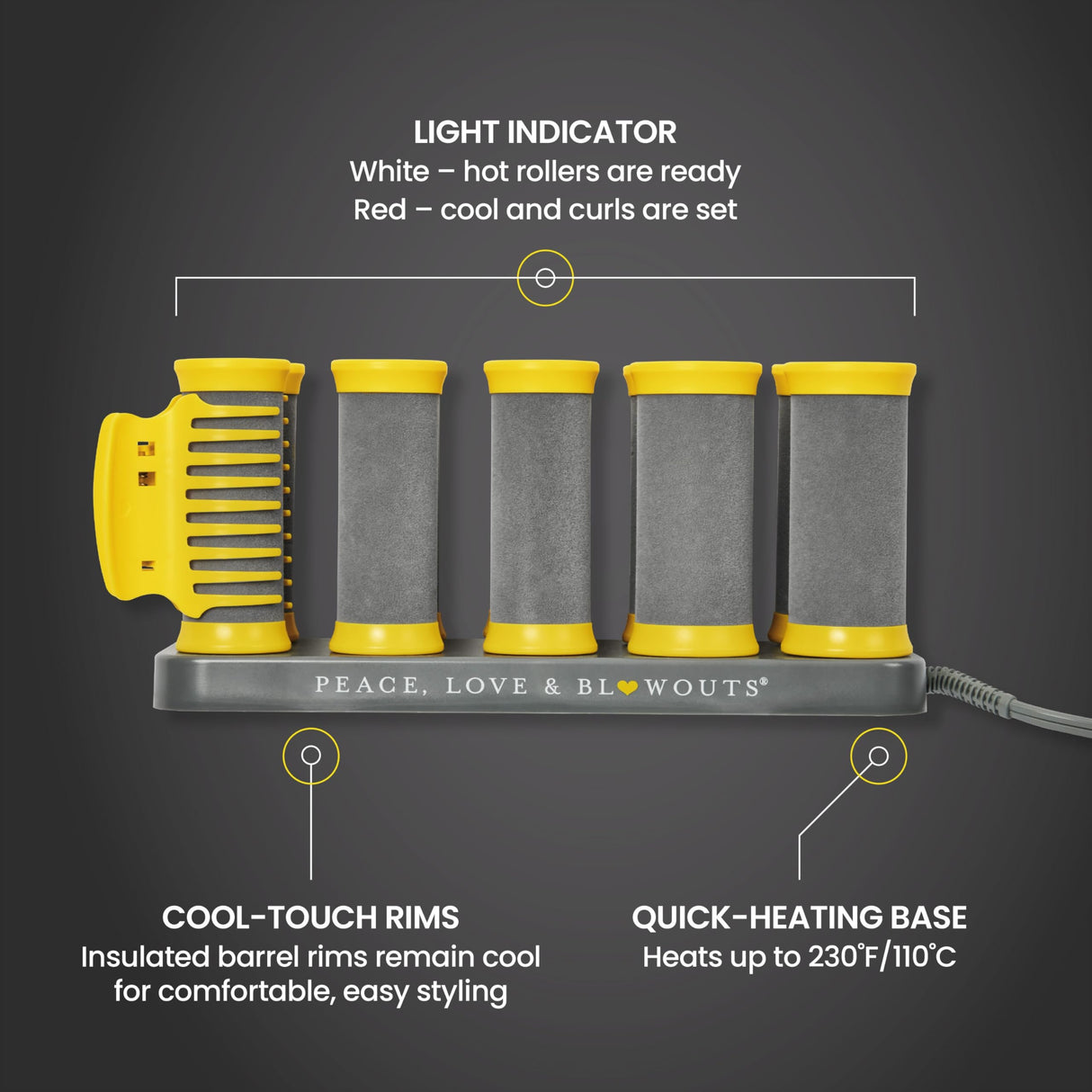 Drybar The Roller Club Curling Hot Rollers | 10 Rollers, 2 Sizes, Heats-Up Fast, Gentle on Hair, Reduces Frizz, Adds Shine, comes with Heat-Resistant Bag