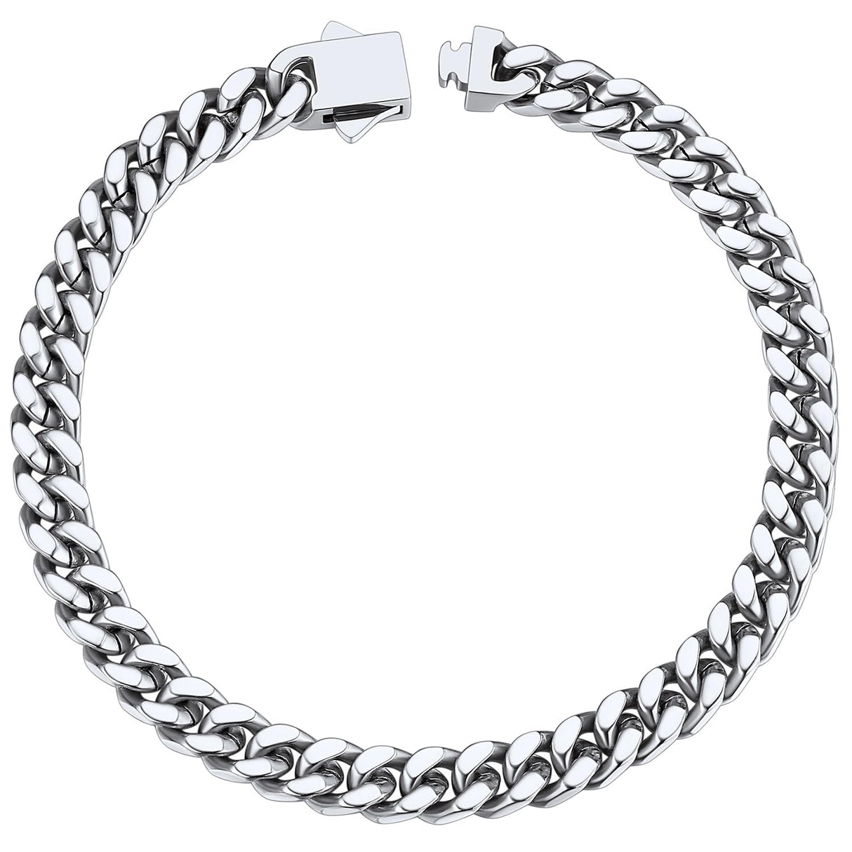 ChainsHouse Stainless Steel Cuban Chain Bracelet for Men 5mm 7.5inch Rapper Wrist Chain Bracelet