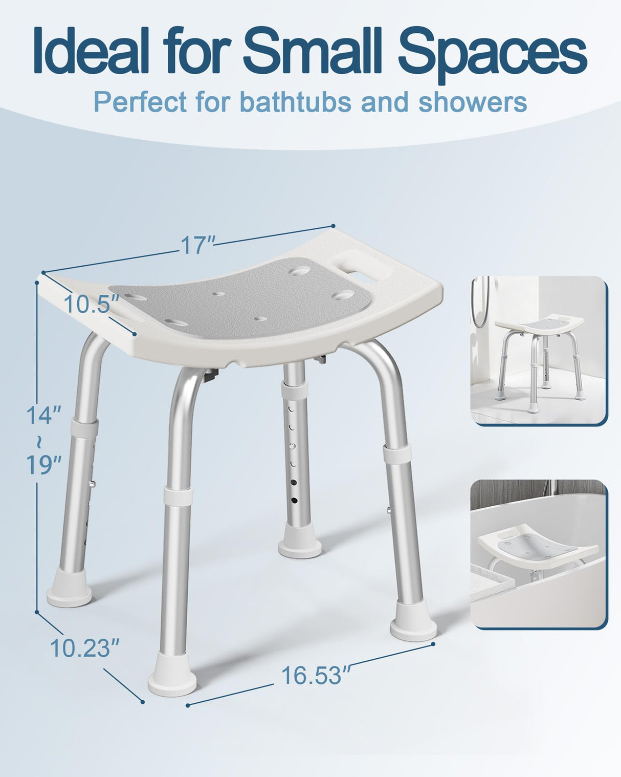 HOMLAND Shower Chair for Inside Shower, FSA/HSA Eligible 400 lbs Adjustable Shower Stool with Suction Feet, Shower Seat for Inside Tub Bathroom Bench Bath Chair for Elderly and Disabled - Light Gray