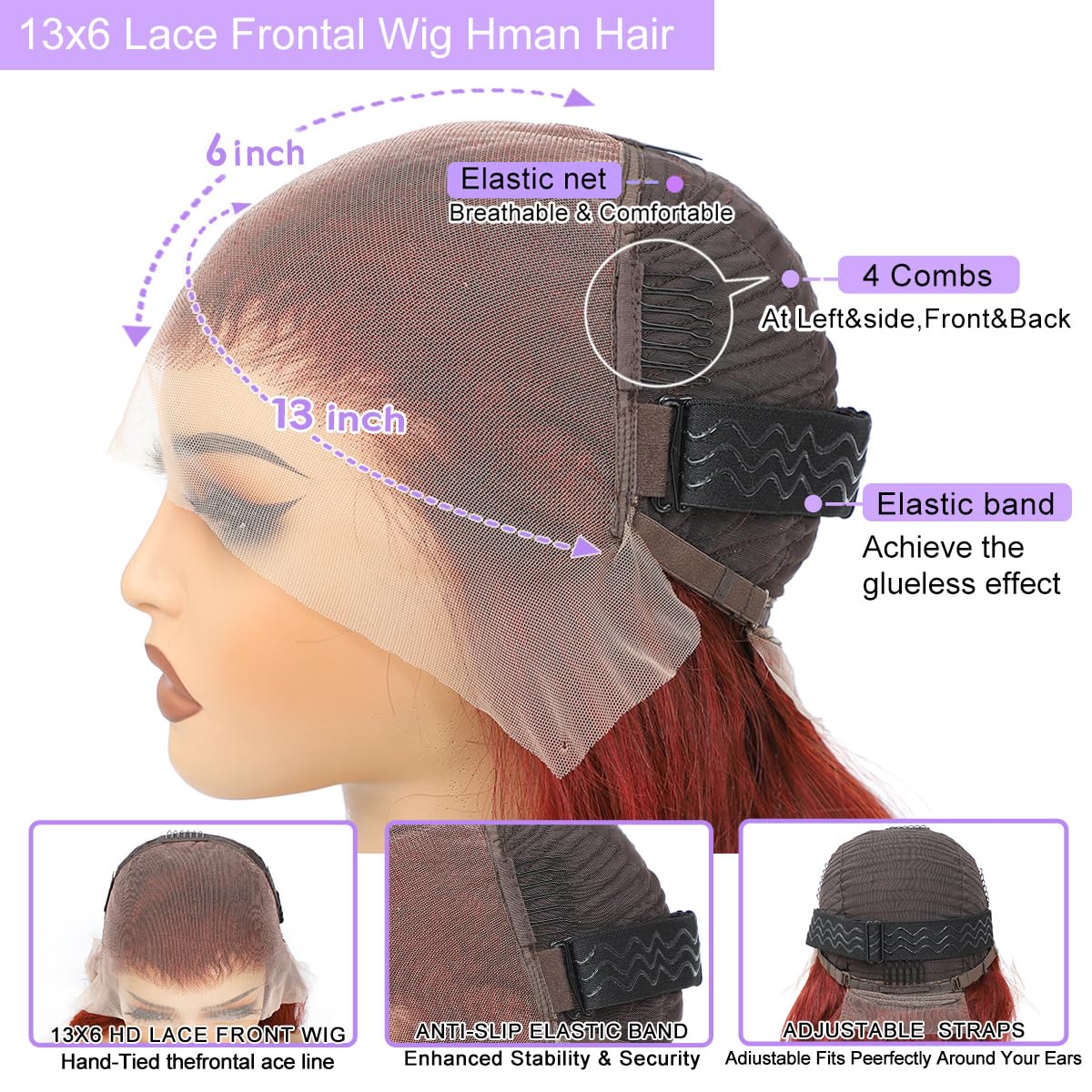 30 Inch Reddish Brown Lace Front Wigs Human Hair 13x6 Body Wave Lace Front Wig 180% Density 33# Lace Frontal Wigs Human Hair Pre Plucked with Baby Hair for Women Auburn Brown Human Hair