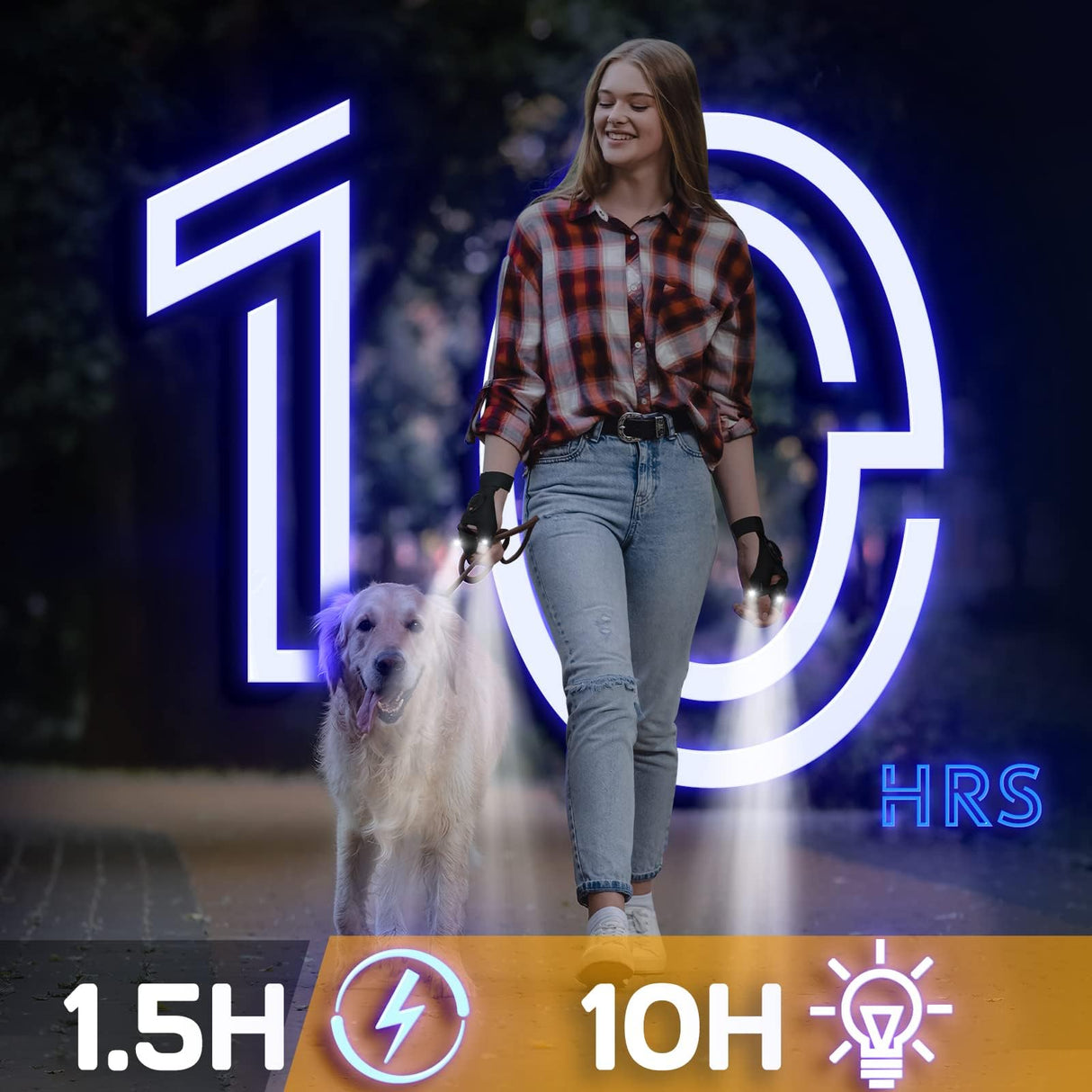 PARIGO Flashlight Gloves for Men Rechargeable (1 Pair) Stocking Stuffers for Men Dad Him Husband Teen Boys, Christmas Birthday Gifts Cool Gadgets Led Gloves for Fishing Camping Repairing