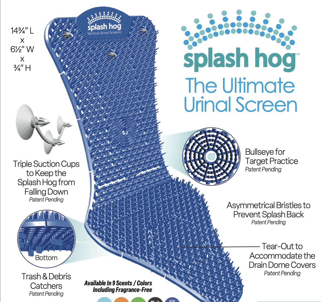Splash Hog Urinal Screen | Black Forest Scent | Reduces Splash-Back | Long Lasting Fragrance | Deodorizes for up to 60 Days | 6-Pack |