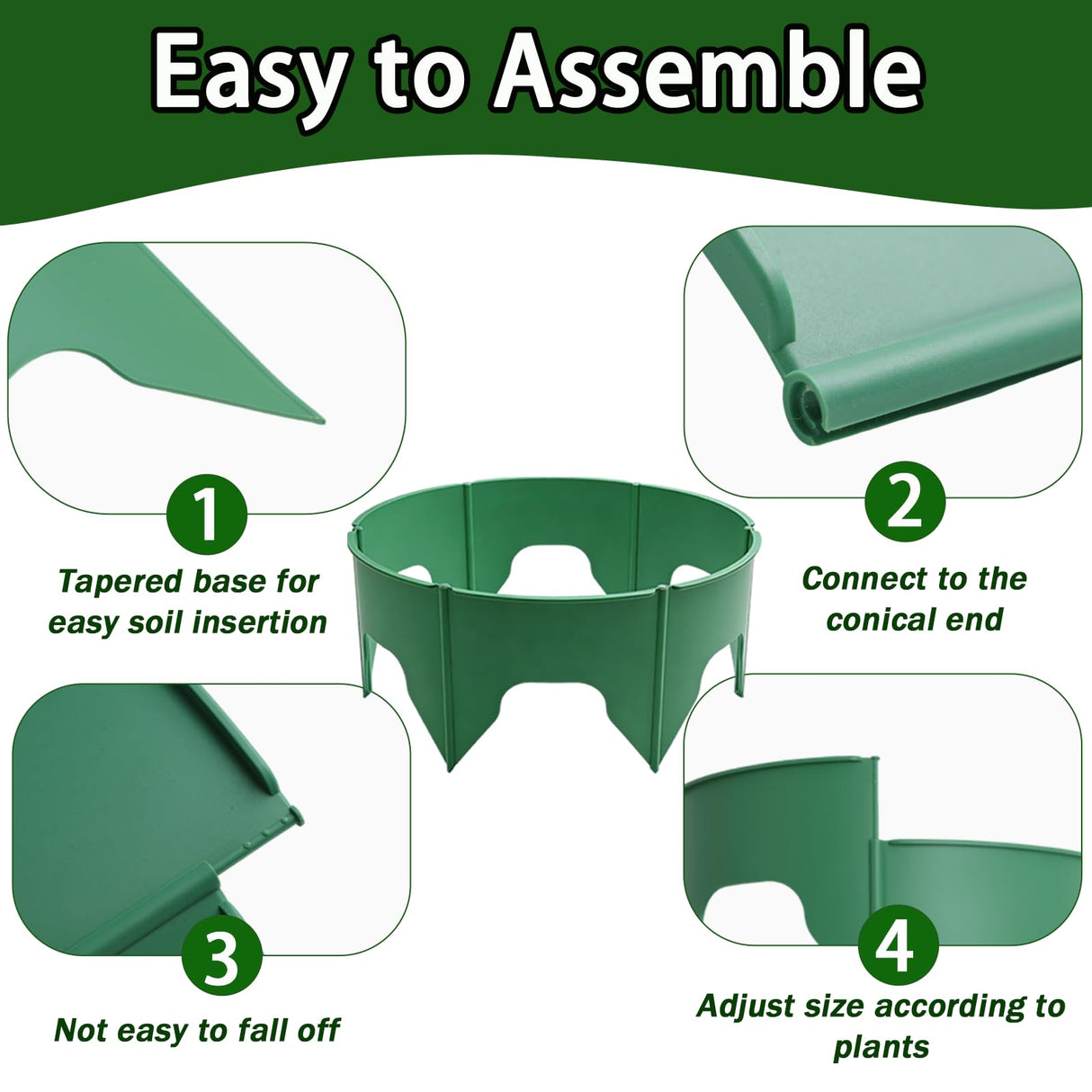 36 Pcs Planting Grow Rings Adjustable Plant Support Rings ,Interlocking Garden Plant Ring,Included 30pcs Plant Labels,Spliceable Green Garden Rings for Plant Support and Soil Moisture Retention