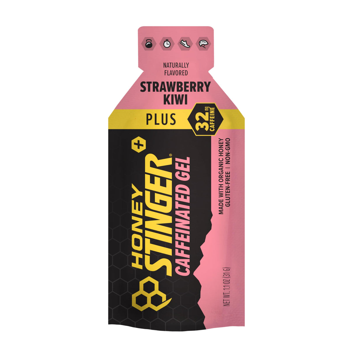 Honey Stinger Organic Strawberry Kiwi Energy Gel, Caffeinated & Gluten Free, for Exercise, Running and Performance, Sports Nutrition for Home & Gym, Pre and Mid Workout, 12 Pack, 13.2 Ounce