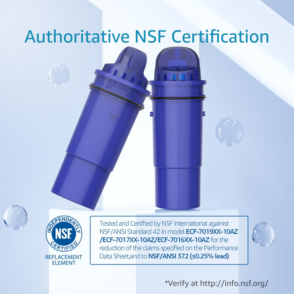 AQUA CREST Replacement for Pur® Pitcher Water Filter, CRF950Z, PPF951K, CR-1100C, PPT700W, CR-6000C, PPT711W, PPT711, PPT710W and More Pur® Pitchers and Dispensers, NSF Certified, AQK-CF10A (6 Packs)