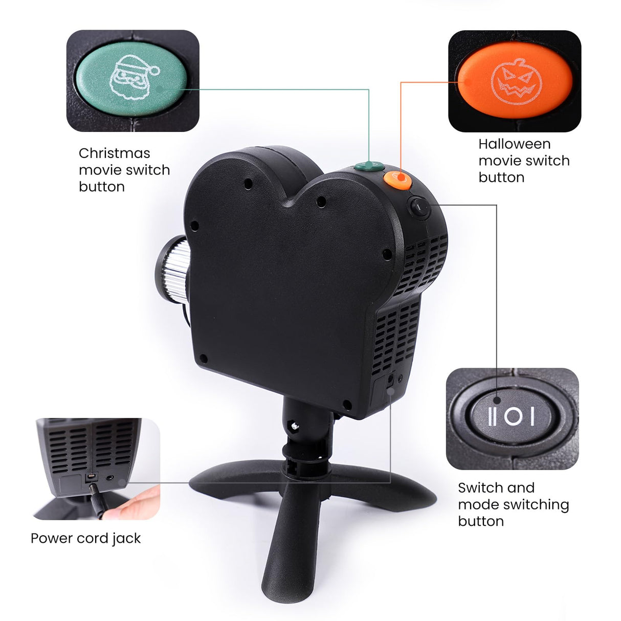 Halloween Window Projector, Outdoor Christmas Projector, Halloween Led Holographic Projection Lamp, 6 Halloween Movies, 6 Christmas Movies, for Window Garden Halloween Christmas Decor