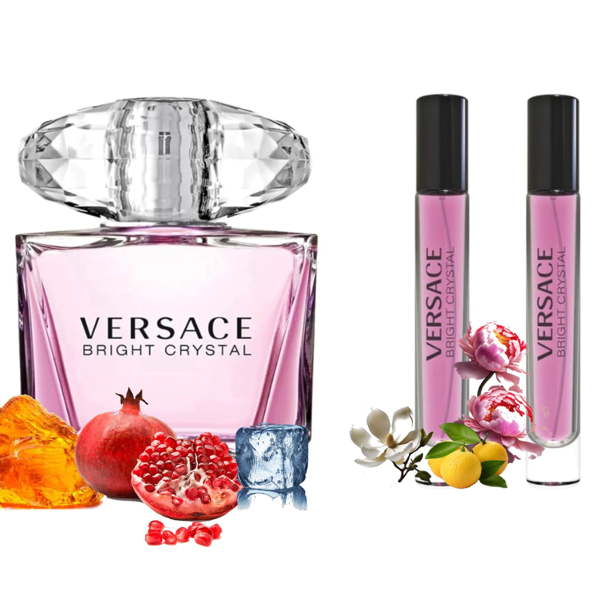 Equivalence Bright Crystal Scent | Pink Ice Perfume | Ladies Fragrance for Women | Pack of 2 Bottles x 10ml each |Travel-Friendly Aroma | Elegant Gift Idea | Large Size Bottle Not Included