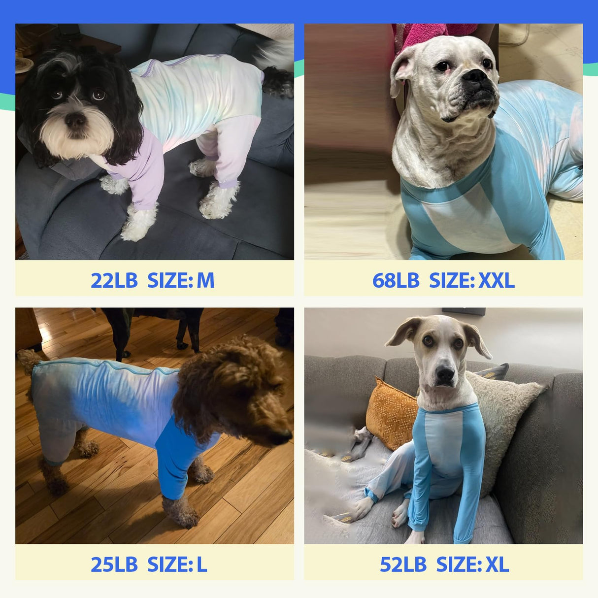 MIGOHI Full Body Dog Recovery Suit - Breathable Onesie for Female Male, Anti-Licking Pajamas, Surgery Suit for Large Dogs, XL, Blue