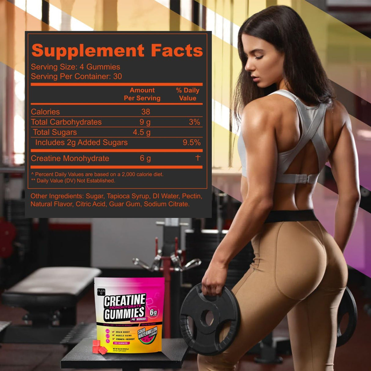 (6g) Creatine Gummies for Men Women, Preworkout Monohydrate Chews with Muscle Growth Gym Gains Builder, Pre Post Workout Recovery Protein NSF Certified Body Building Vegan Supplement Vitamin (120 Ct)