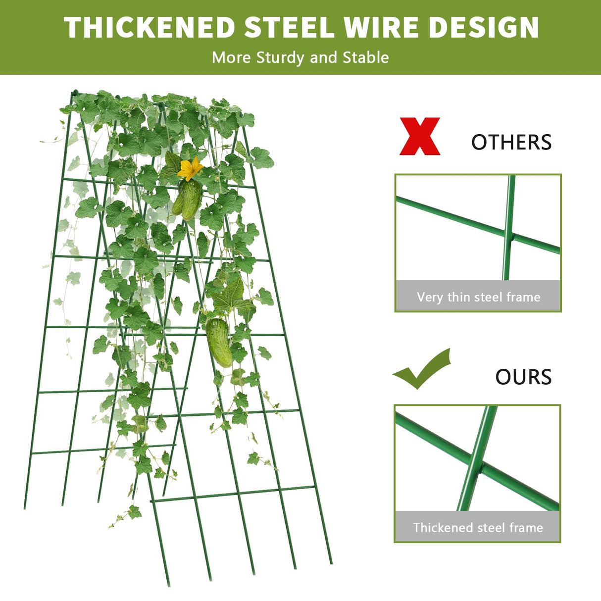 UrGROWA Cucumber Trellis 2 Pack,Foldable A-Frame Garden Trellis