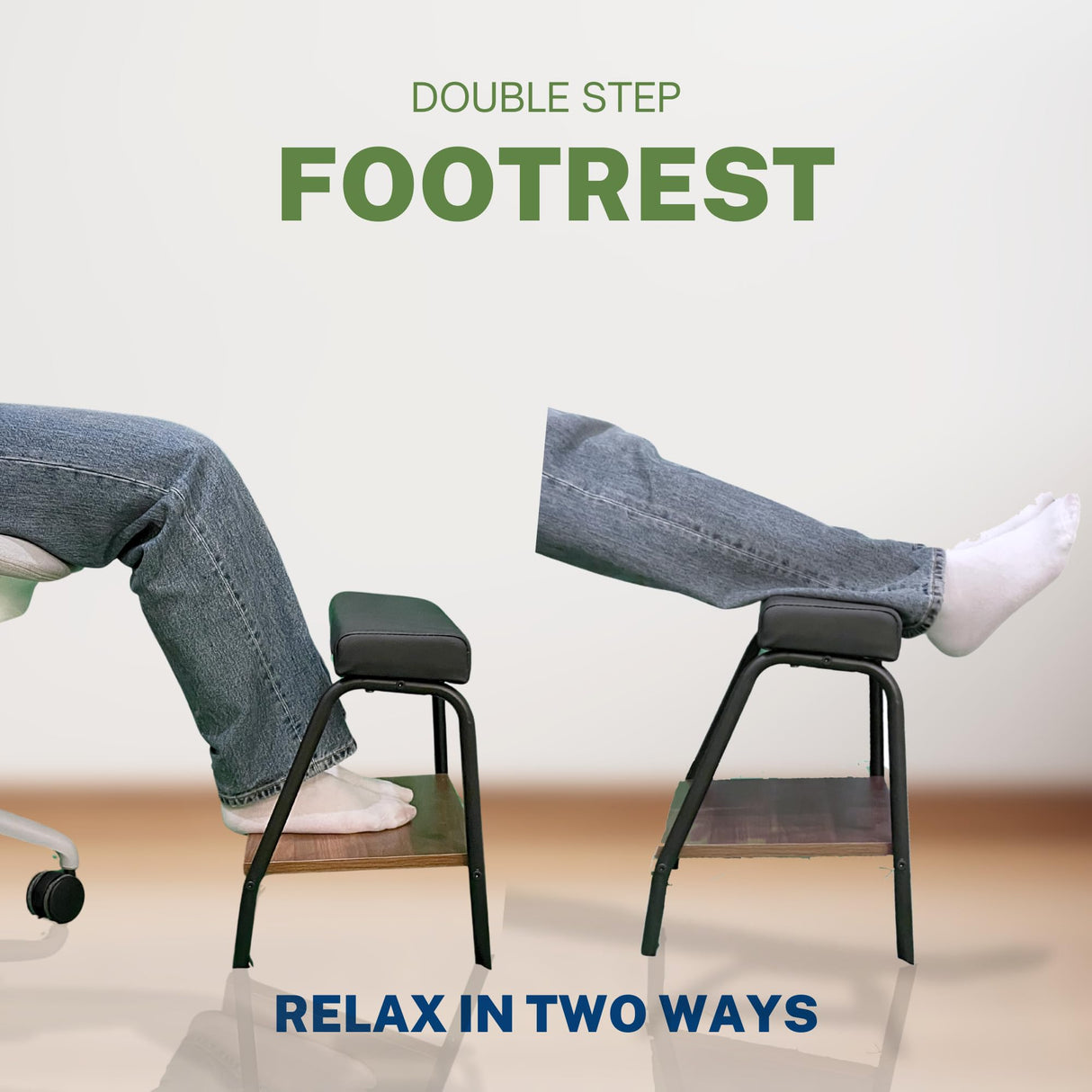 Double Step Footrest Under Desk Versatile Foot Stool Ottoman for Comfortable Desk Work Office Life