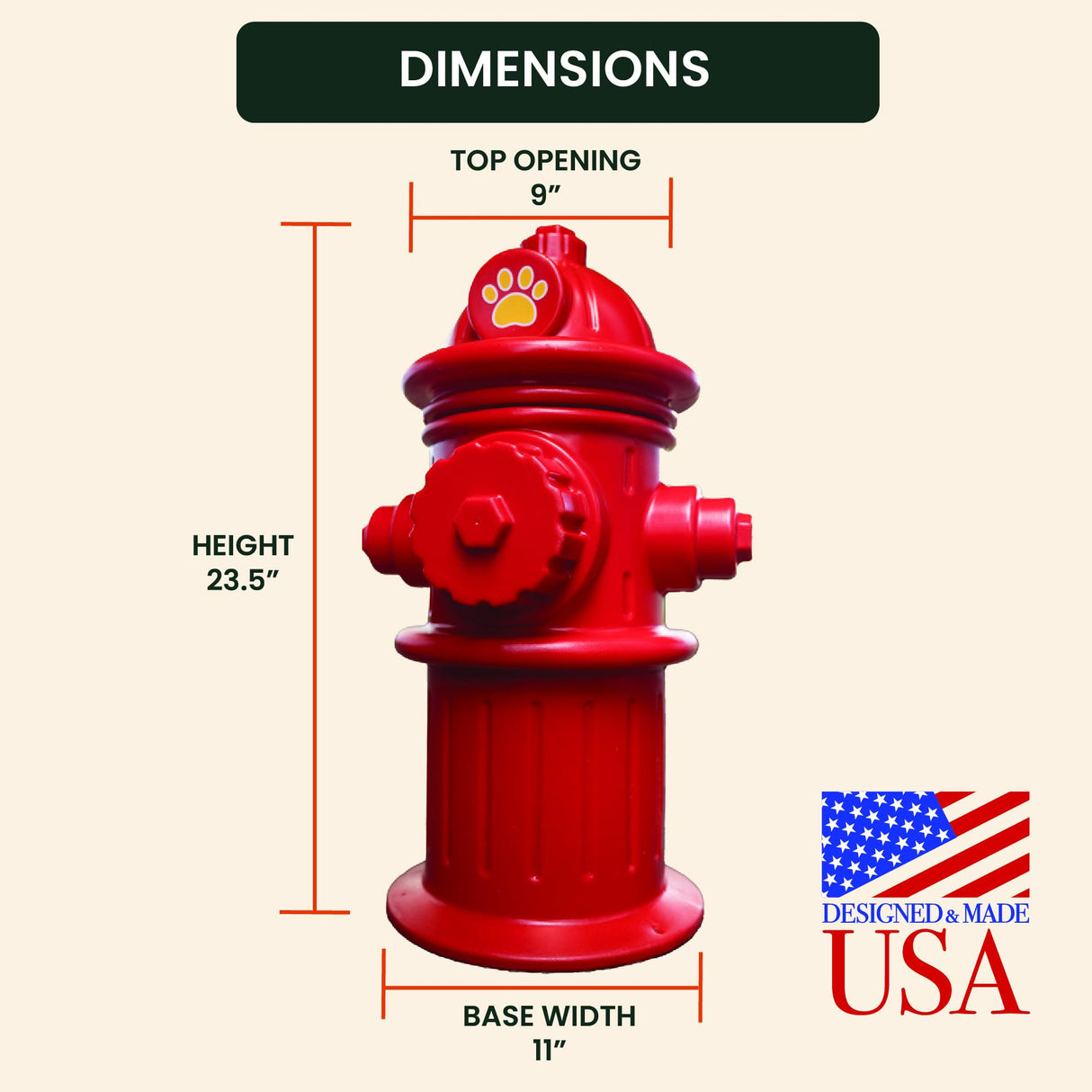 Beuta 24" Red Plastic Fake Fire Hydrant for Dogs to Pee On | Dog Fire Hydrant Pee Post | Dog Pee Post Outdoor with 3 Securing Spikes – Great for Lawn Training & Outdoor Display