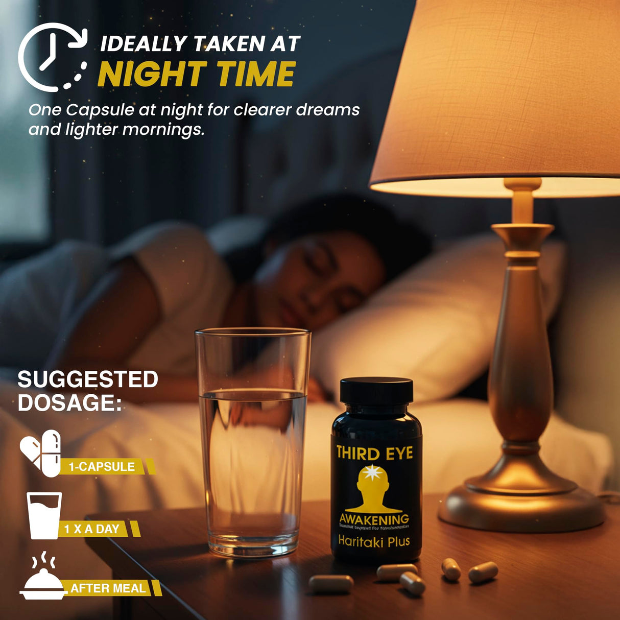 Third Eye Awakening – Organic Haritaki Capsules – King of Herbs for Pineal Gland Decalcification, Third Eye Activation & Intuition – Trusted by Millions of Yogis – 650mg – 100 Vegan Capsules.