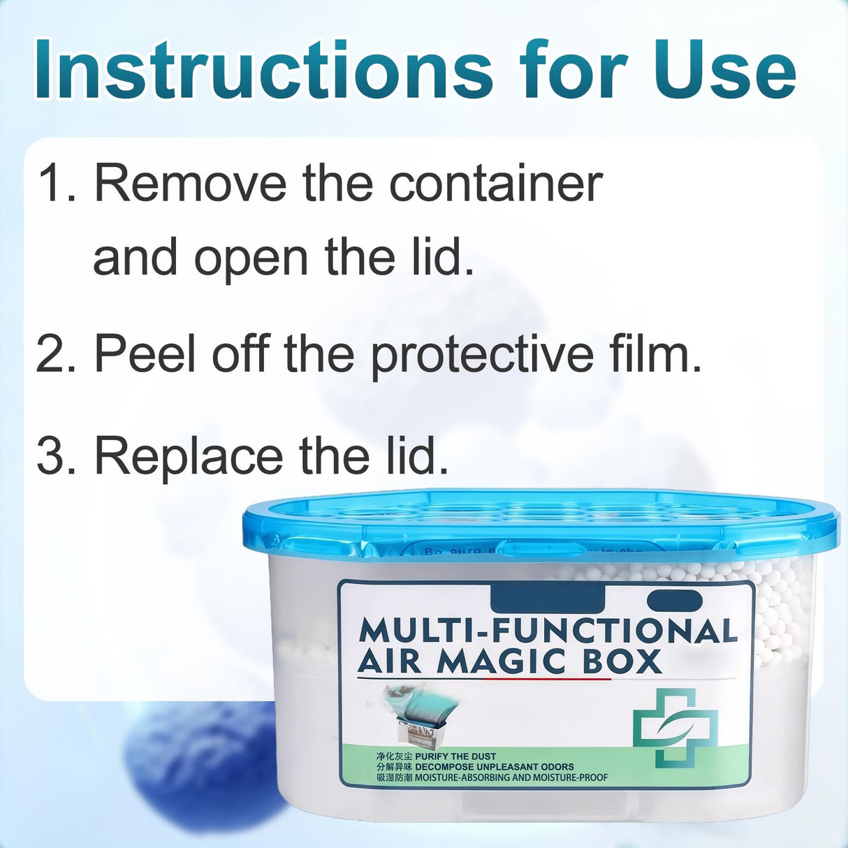 Indoor Air Purification Dust Removal Magic Box, Multi-Functional Air Magic Box, Household Deodorizing Air Freshener, Automatic Dust Collection Purifies for Car, Bedroom, House, Office(230g)
