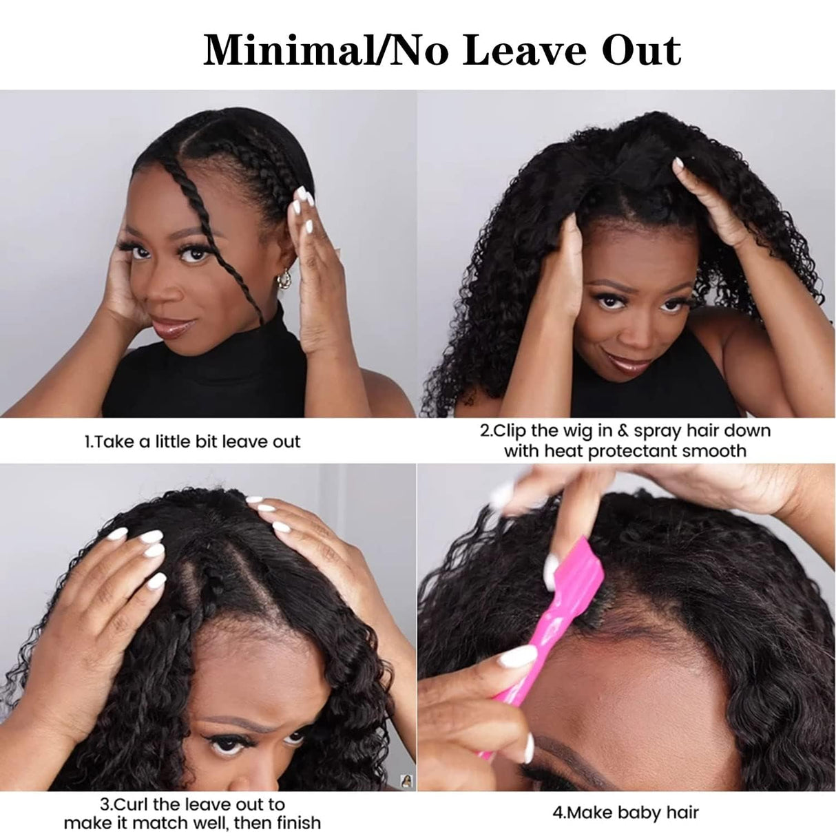 ISEE V Part Human Hair Afro Curly Minimal/No Leave Out Upgrade U Part Wig for Black Women Human Hair V Shape Wig Kinky Curly Thin Part Glueless Clip In Half Wig 180% Density Natural Color 16 Inch