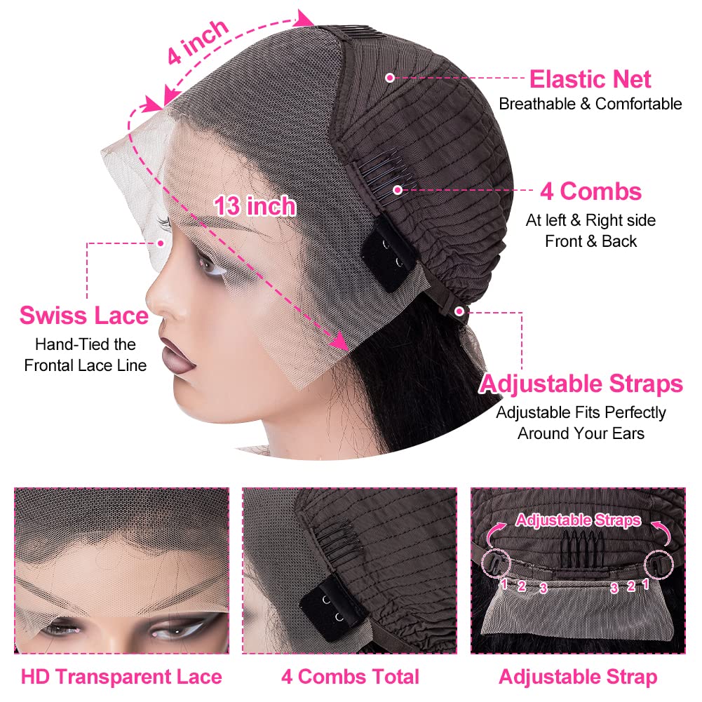 GOMOST Body Wave Lace Front Wigs Human Hair Pre Plucked 180 Density 13x4 HD Lace Frontal Wigs for Black Women Glueless Wigs Brazilian Virgin Human Hair Wig with Baby Hair 24 Inch