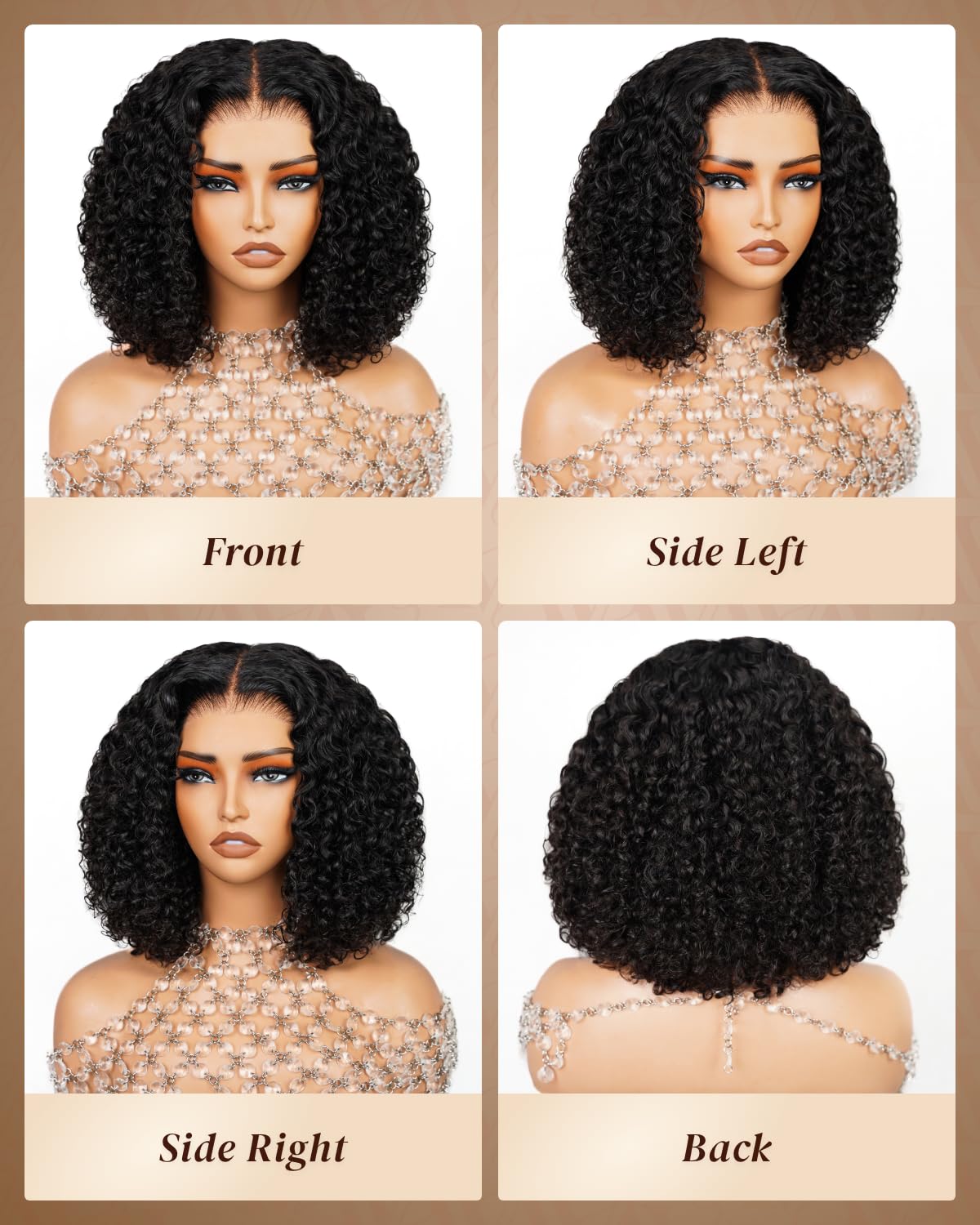 Arabella 5x6 Wear and Go Glueless Wigs Human Hair 210% Density Deep Curly Bob Wig Lace Front Wig Pre-Cut Lace Wigs Pre Bleached Tiny Knots Bob Wig Human Hair(12inch, 5x6 DC Glueless Bob)
