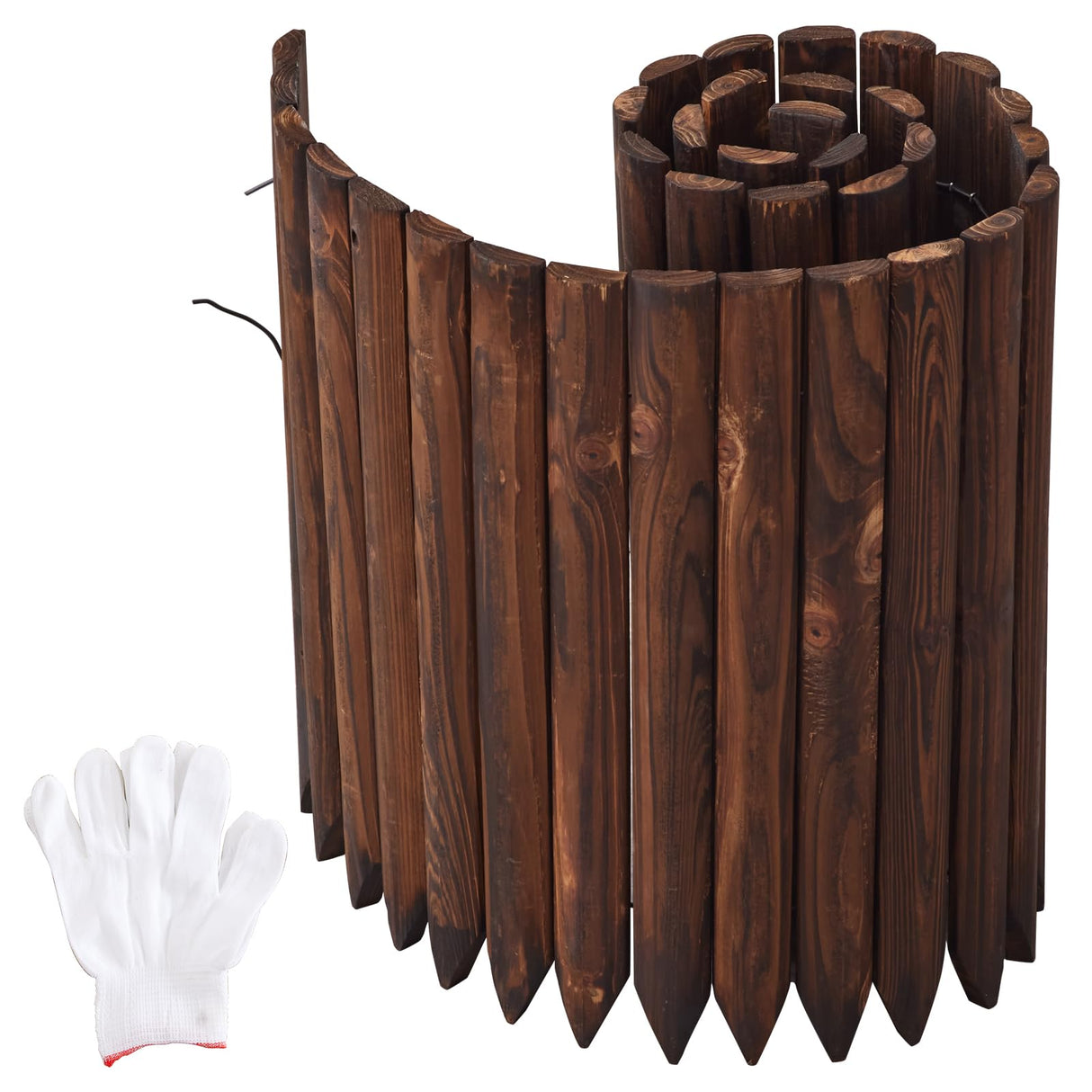 Garden Border Edging Wood Fence Landscape Edging Border Wooden Landscape Edging Decorative Garden Edging Lawn Edging Fence Flexible Garden Edging-15.7" H x 47.2" L (2PACK, 8Ft Total Length)