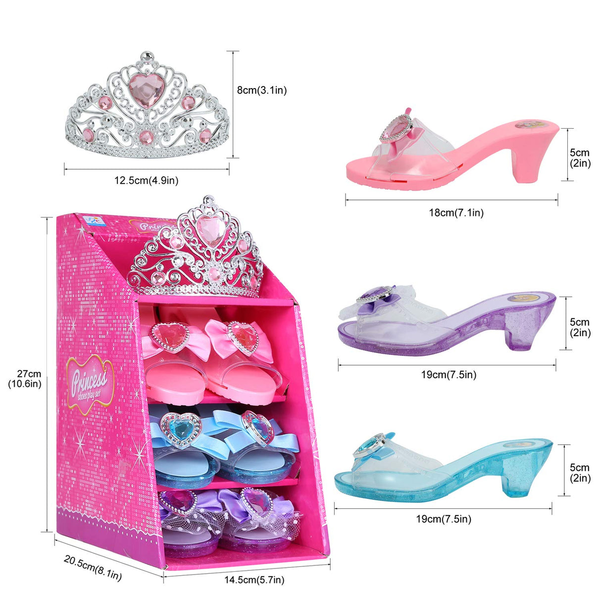 Mastom Girls Princess Dress Up Shoes and Tiara Play Set