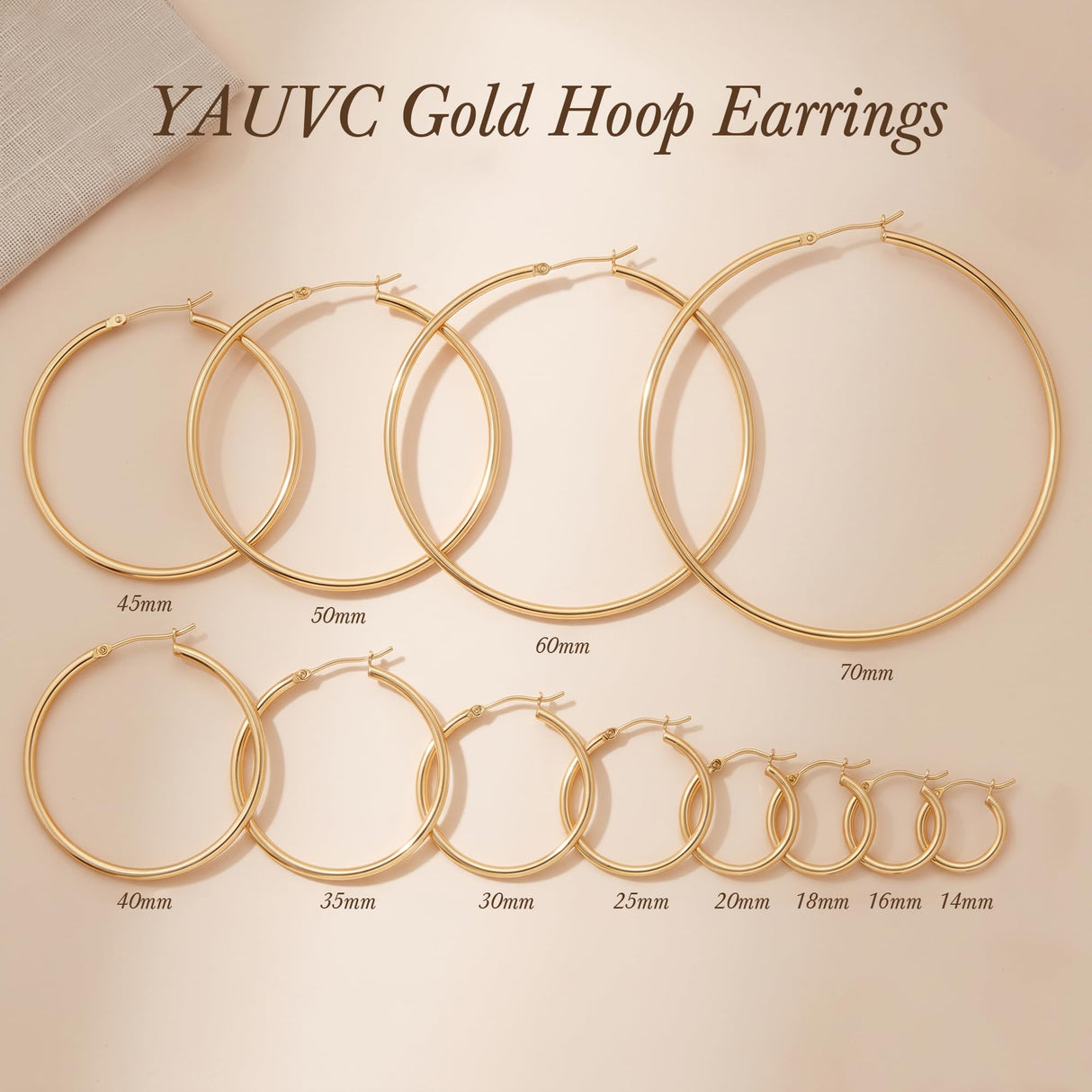 YAUVC 14K Gold Hoop Earrings for Women 14K Gold Earrings for Women 25mm