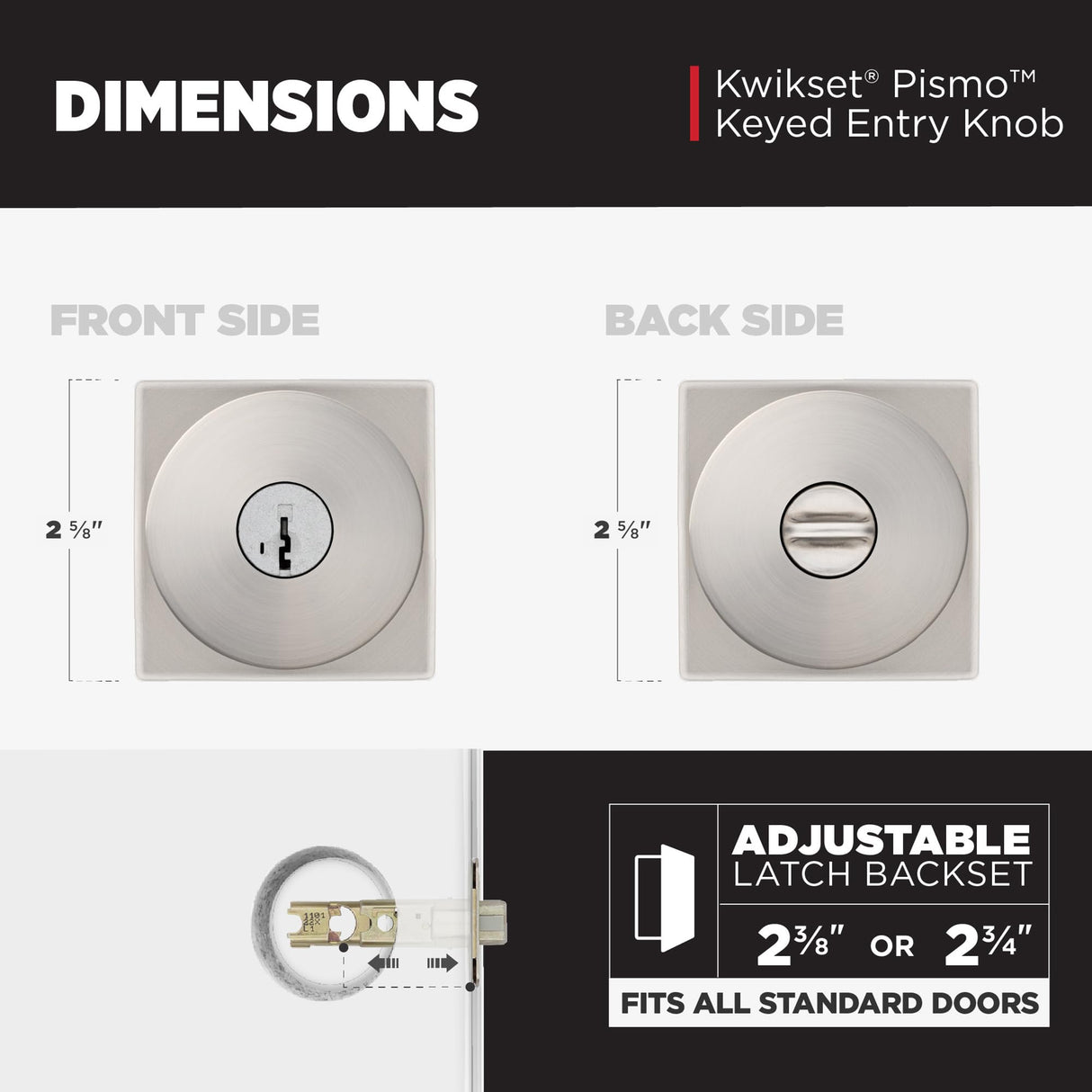 Kwikset Pismo Entry Door Knob with Lock and Key, Secure Keyed Handle Exterior, Front Entrance and Bedroom, Satin Nickel, 10 Pack, Pick Resistant SmartKey Rekey Security and Microban