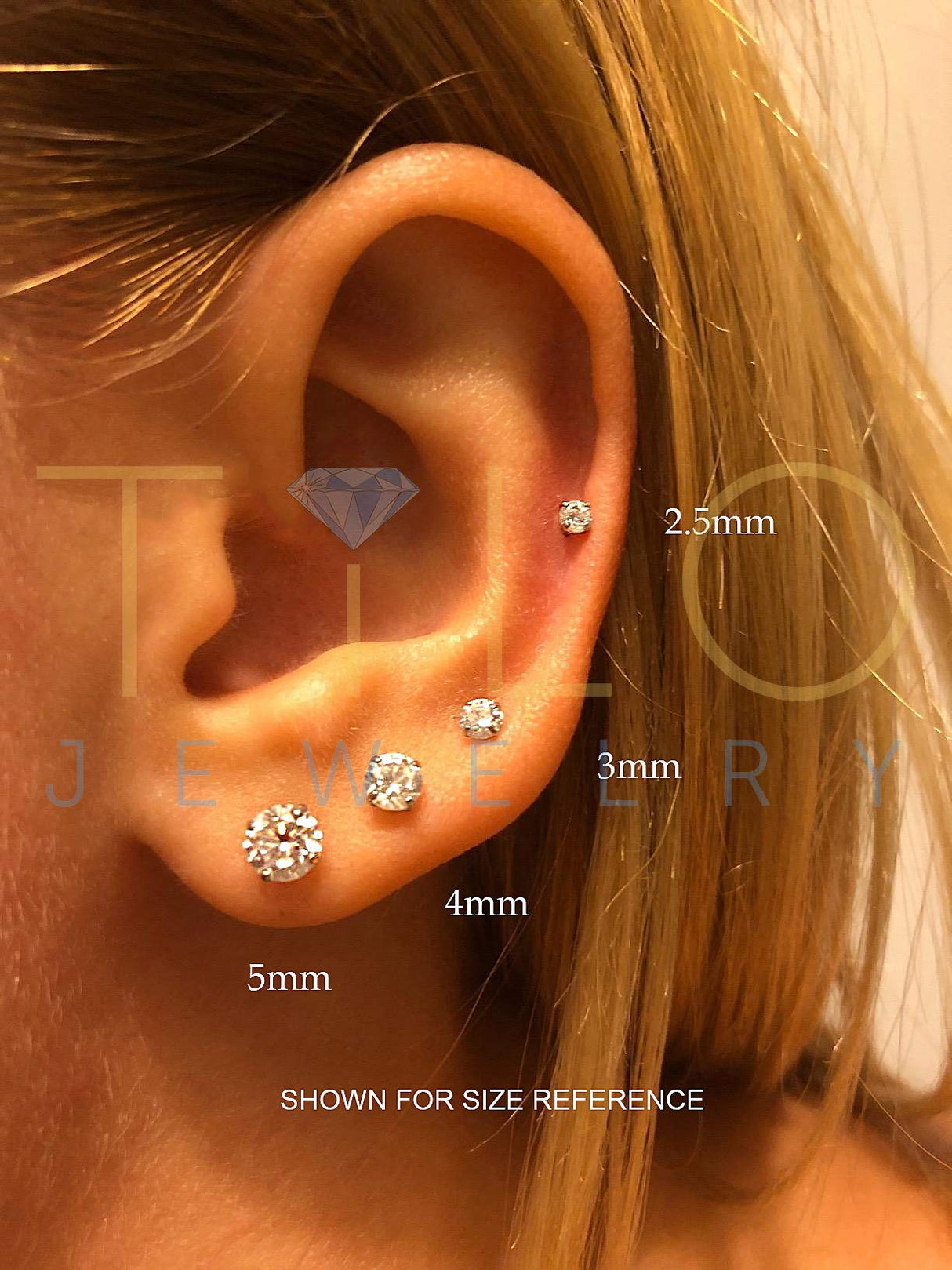 14k Yellow Gold Solitaire Round Cubic Zirconia Stud Earrings Screw-back 2mm