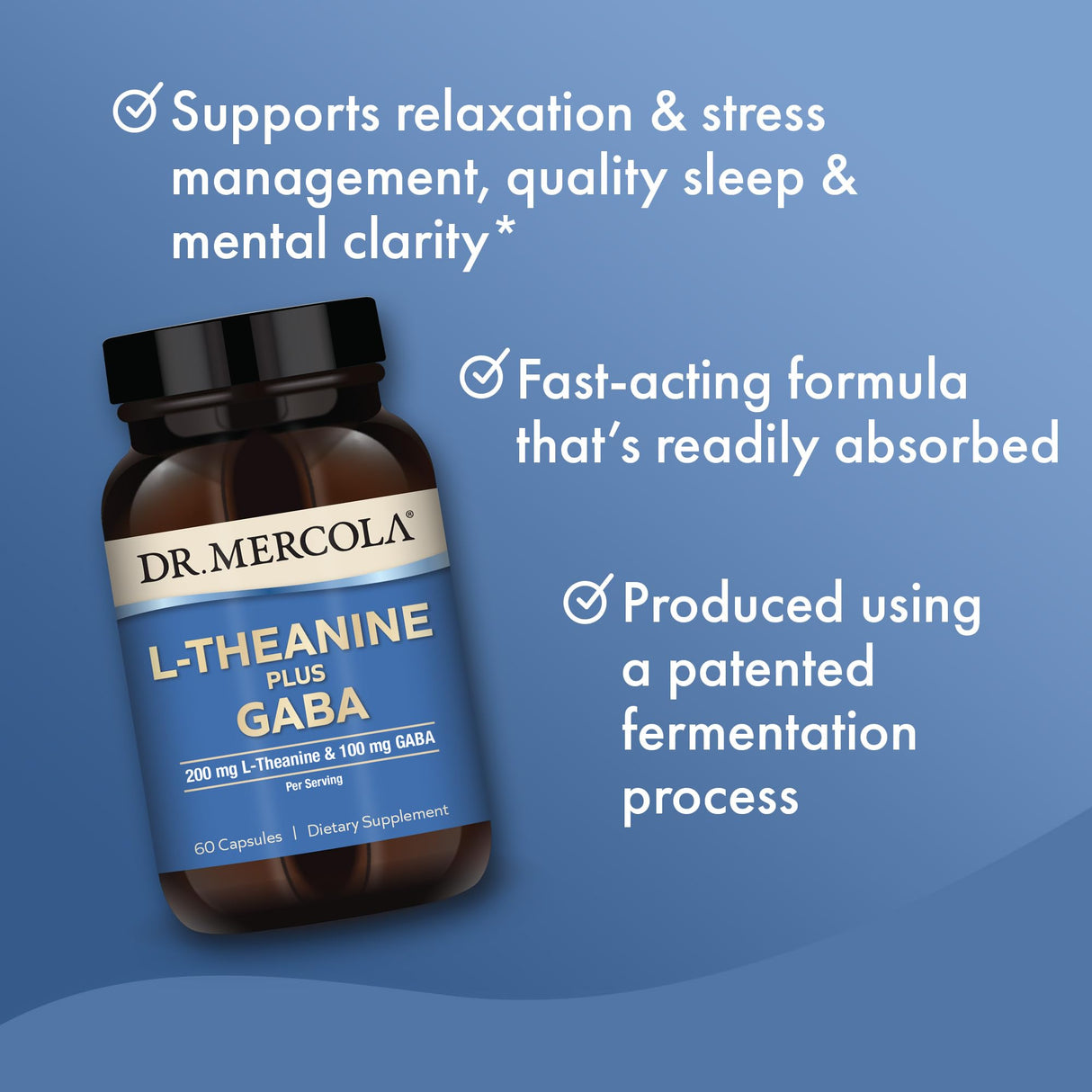Dr. Mercola L-Theanine Plus GABA, 60 Capsules, Non-GMO, Gluten Free, Soy Free