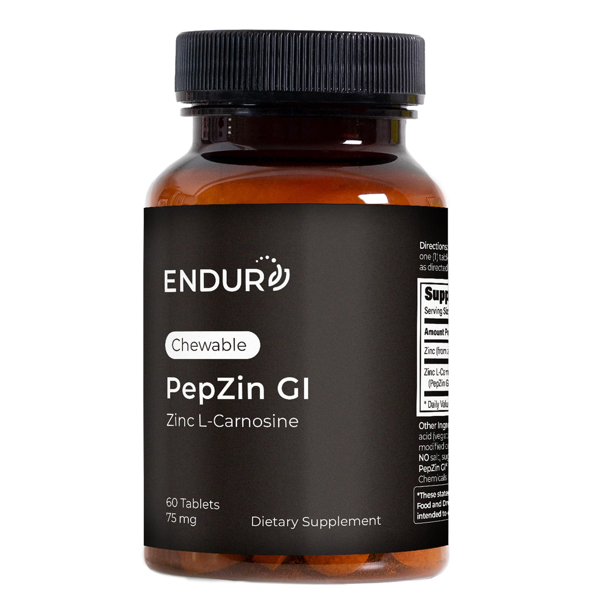 Endur PepZinGI ZINC-CARNOSINE Chewables, Helps Support Your Digestive System for Comfortable Digesting, Gluten Free, 60 Tablets