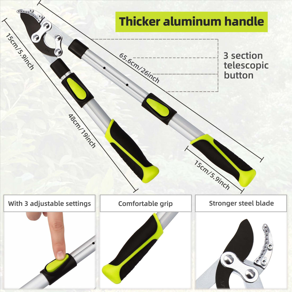 YRTSH Loppers for Tree Trimming Heavy Duty, Extendable 21-26" Branch Cutter