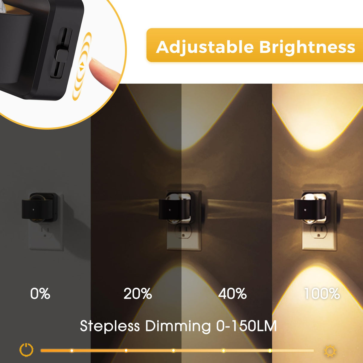 L LOHAS LED Night Light Projector, Night Lights Plug into Wall, Dusk to Dawn Sensor, 180°Rotating Nightlight for Kids, 0-150LM Dimmable Soft White Ambient Lighting for Bathroom, Decor, Gifts, 2 Pack