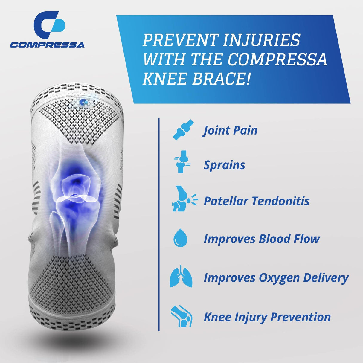 Compressa Knee Sleeve for Women & Men (Regular) - Non-Slip Compression Support for Joint Pain, Muscle Recovery, Arthritis, and Injury Relief