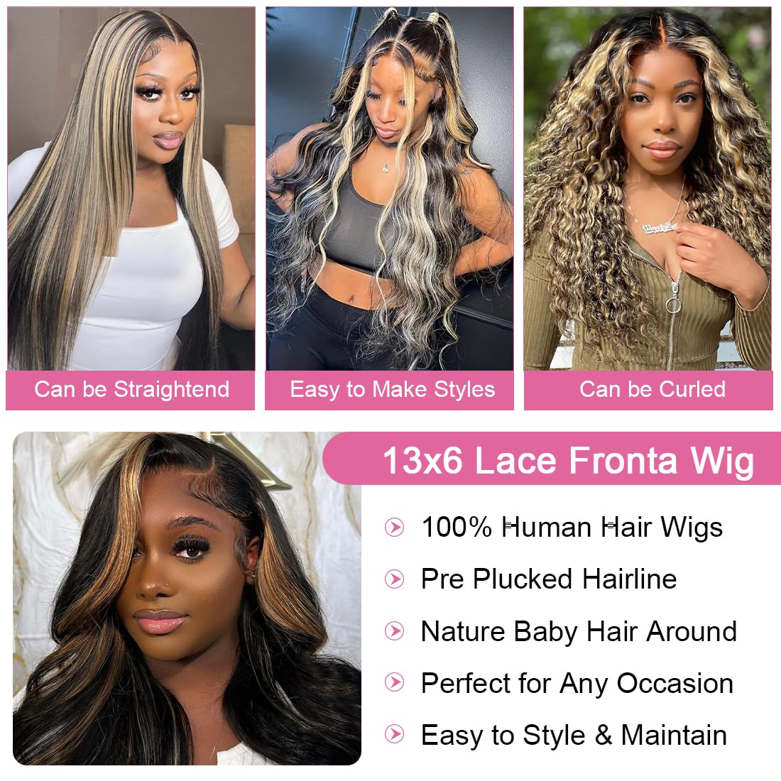 30 Inch 1B/27 13x6 Balayage Highlight Ombre Body Wave Lace Front Wigs Human Hair Honey Blonde Colored Lace Frontal Glueless Wigs Human Hair Pre Plucked for Women with Baby Hair
