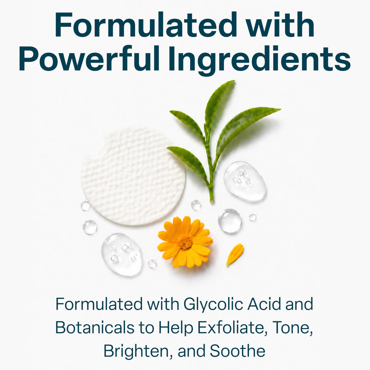 QRxLabs 20% Glycolic Acid Pads - Exfoliating Toner Pads, Face & Body - 50ct