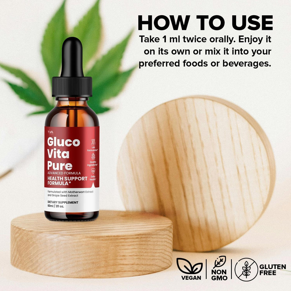 Vitamoon (3 Pack) Gluco Vita Pure Drops Healthy Vitamin Support Supplement - Advanced Formula, GlucoVitaPure Drops 24 Hour Liquid, Energy and Extra Strength Reviews, 3 Month Supply