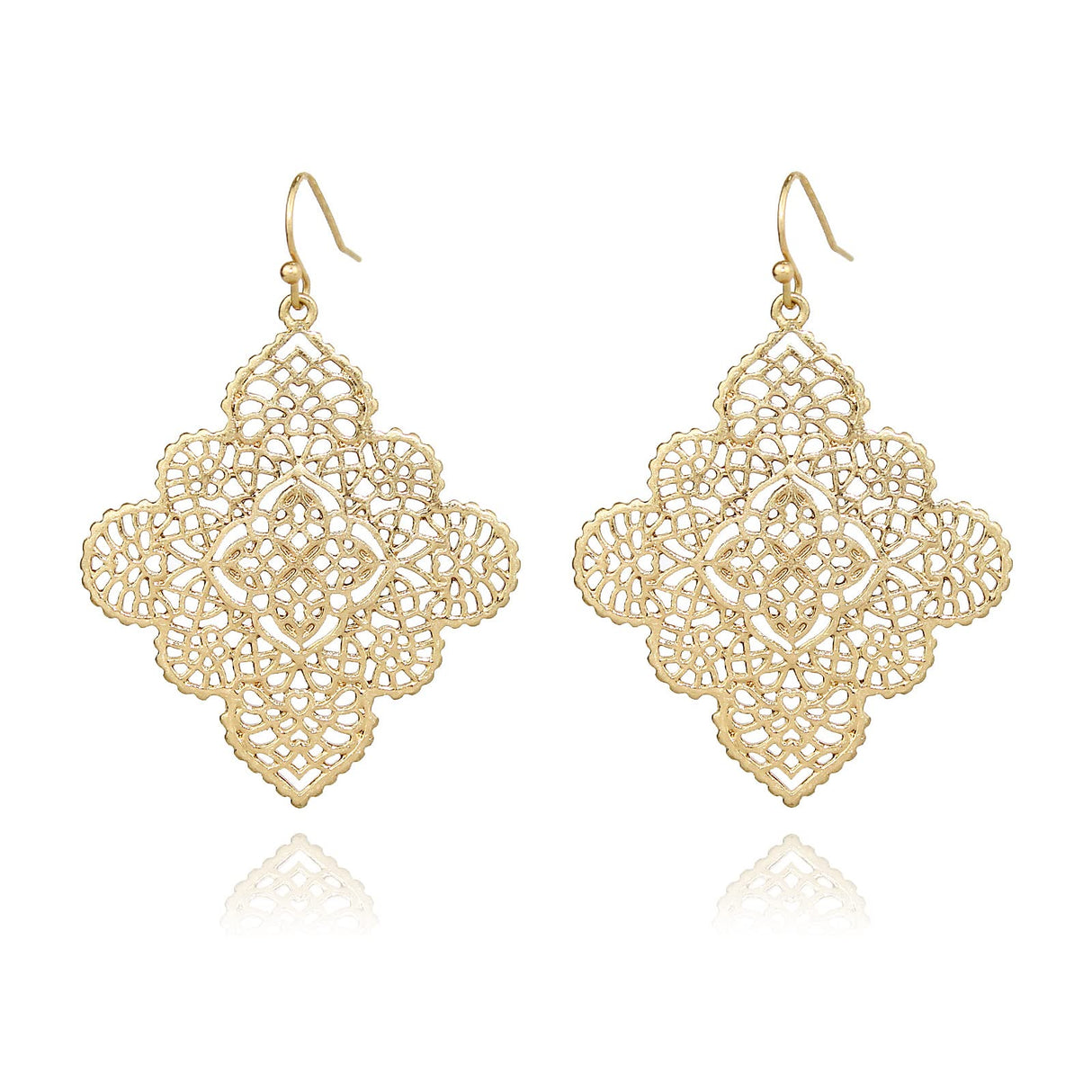 POMINA Floral Celtic Filigree Gold Tone Dangle Drop Earring Boho Fashion Geometirc Filigree Earrings for Women