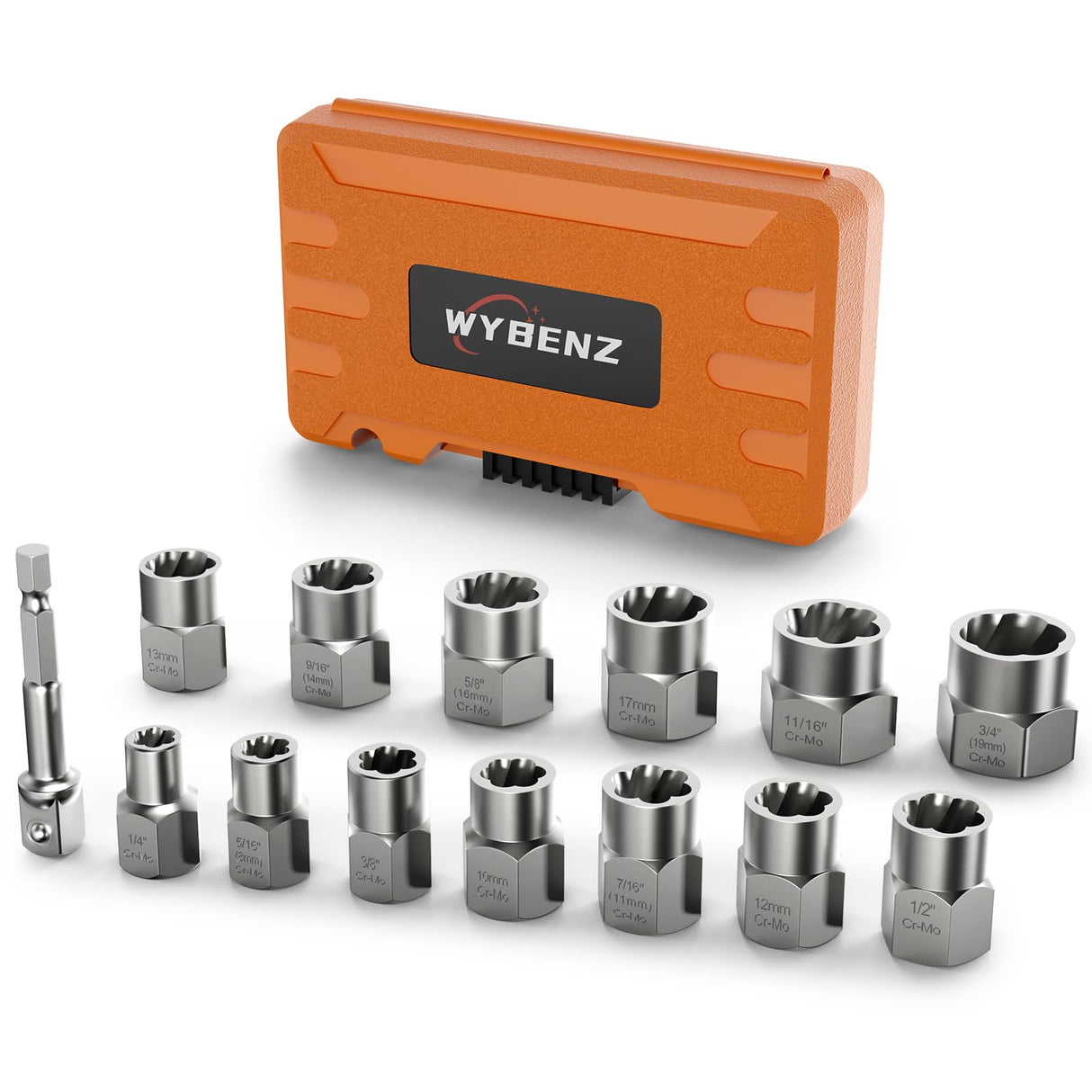 14 PCS Bolt Extractor Set, 3/8" Drive Impact Bolt & Lug Nut Remover Socket Tool Kit, Stripped Bolt Extractor Socket Set For Broken,Damaged, Frozen, Studs, Rusted, Rounded-Off Bolts, Nuts & Screws
