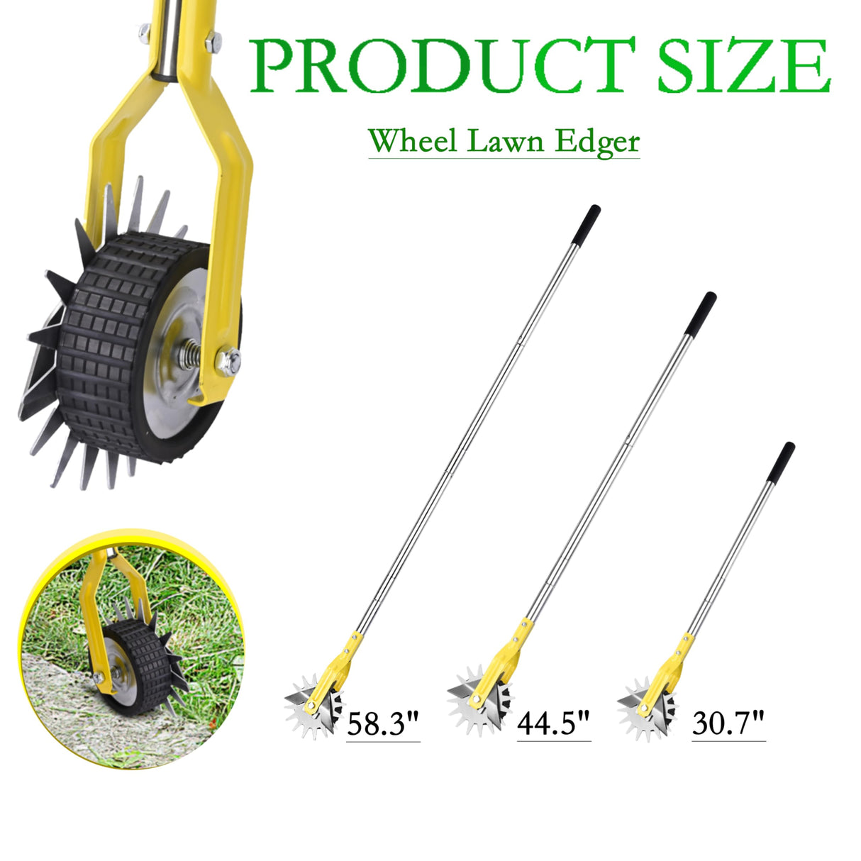 YEELOR Wheel Rotary Edger,Edger for Lawn Edges Alongside Sidewalks & Driveways,with A 58-Inch Adjustable Handle, Ideal for Enhancing The Beauty of Sidewalks, Driveways, and Garden Lawn Edges
