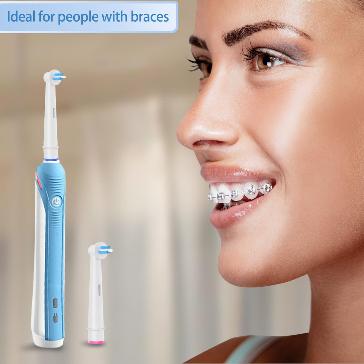 16pcs Interspace Replacement Heads Compatible with Oral B Electric Toothbrushes for Cleaning Crevices, Bridges and Implants.
