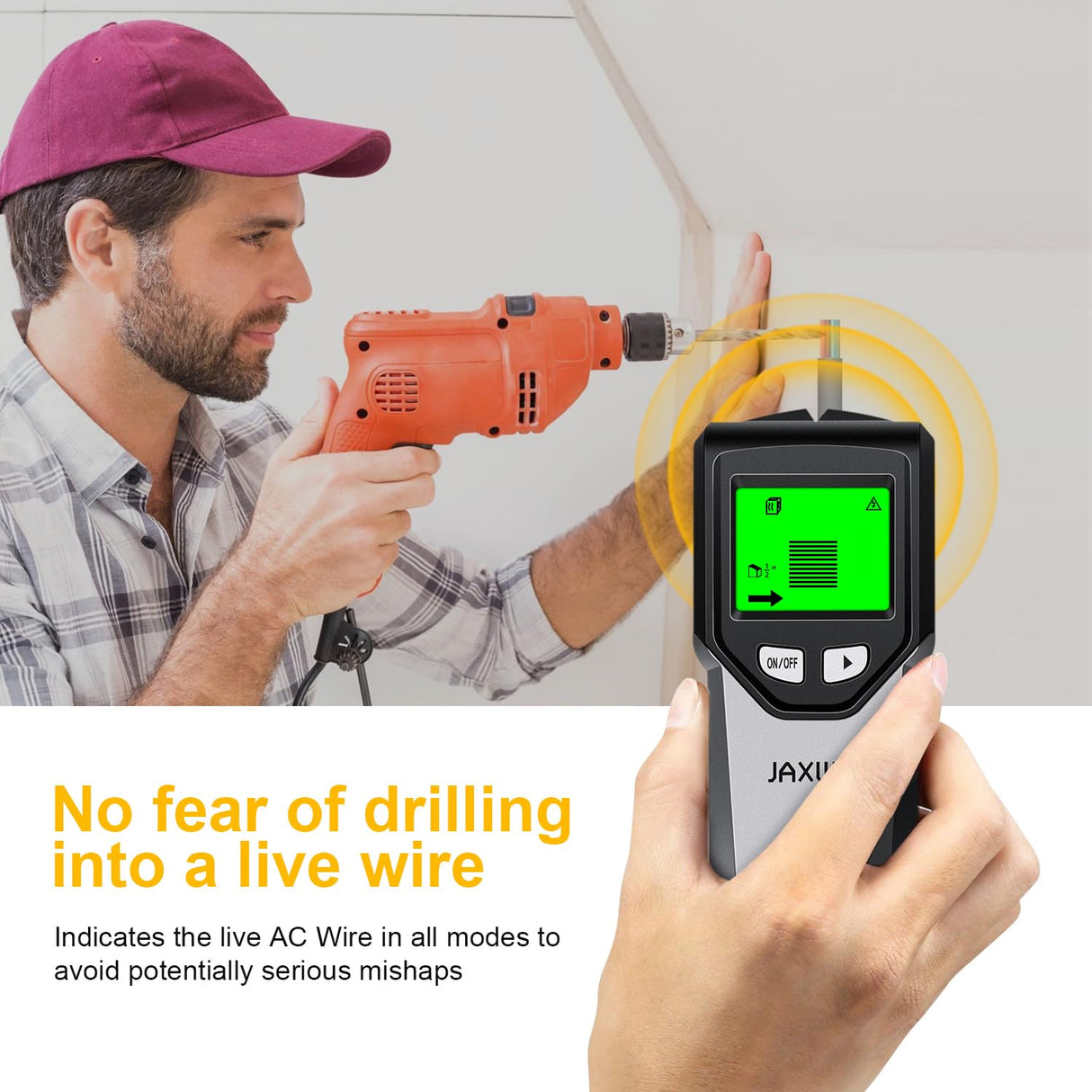 Stud Finder Wall Scanner - 5 in 1 Stud Finder Tool w/Smart Chip and HD LCD Display, Stud Detector Beam Finders for the Center and Edge of Wood AC Wire Metal Studs Joist Pipe (Silver Plate)
