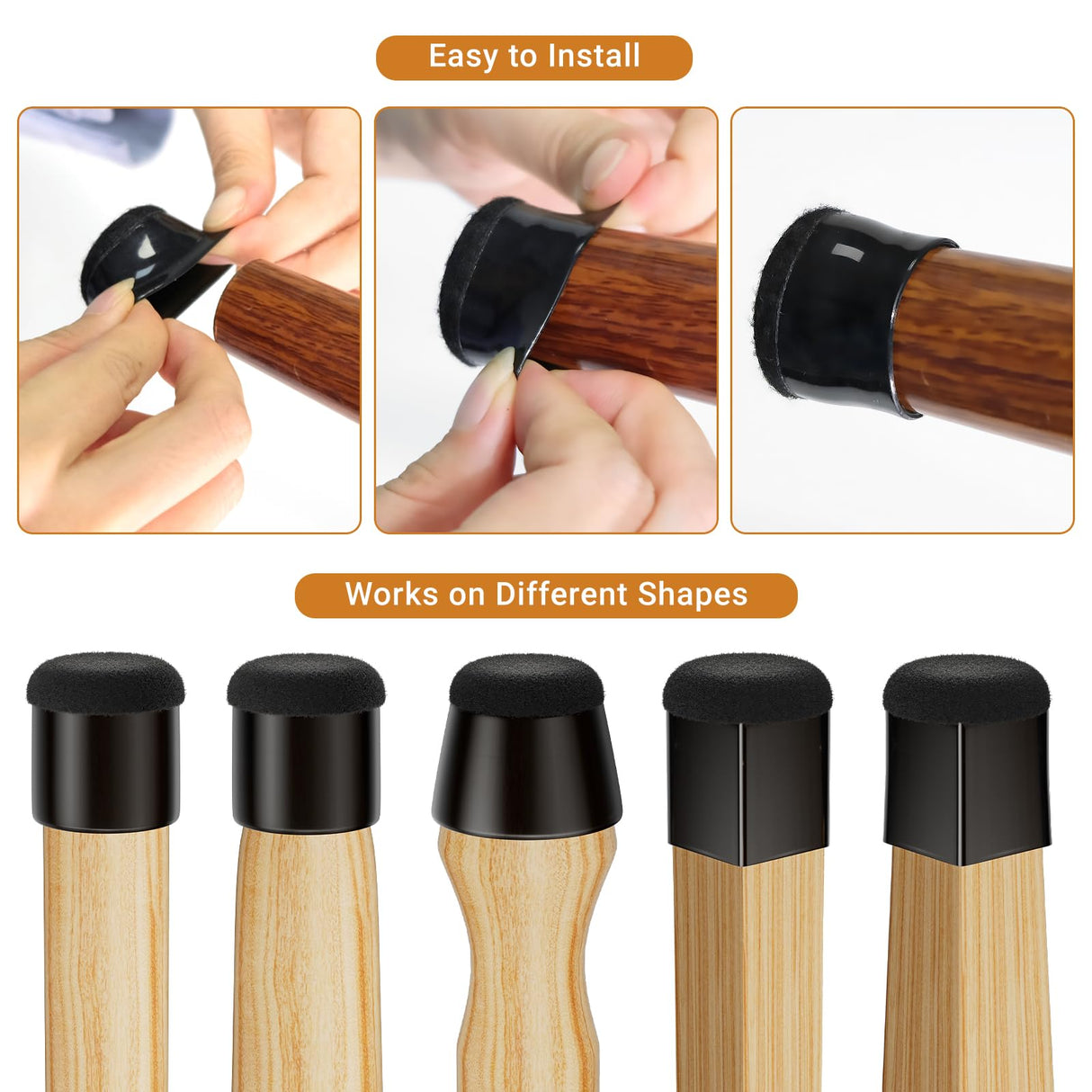 Meldel 24 PCS Silicone Chair Leg Floor Protectors Extra Small(0.6"-0.8") Rubber Felt Furniture Pads Chair Legs Caps/Covers for Hardwood Floors, Tile from Scratches & Reduce Noise - Round, Black