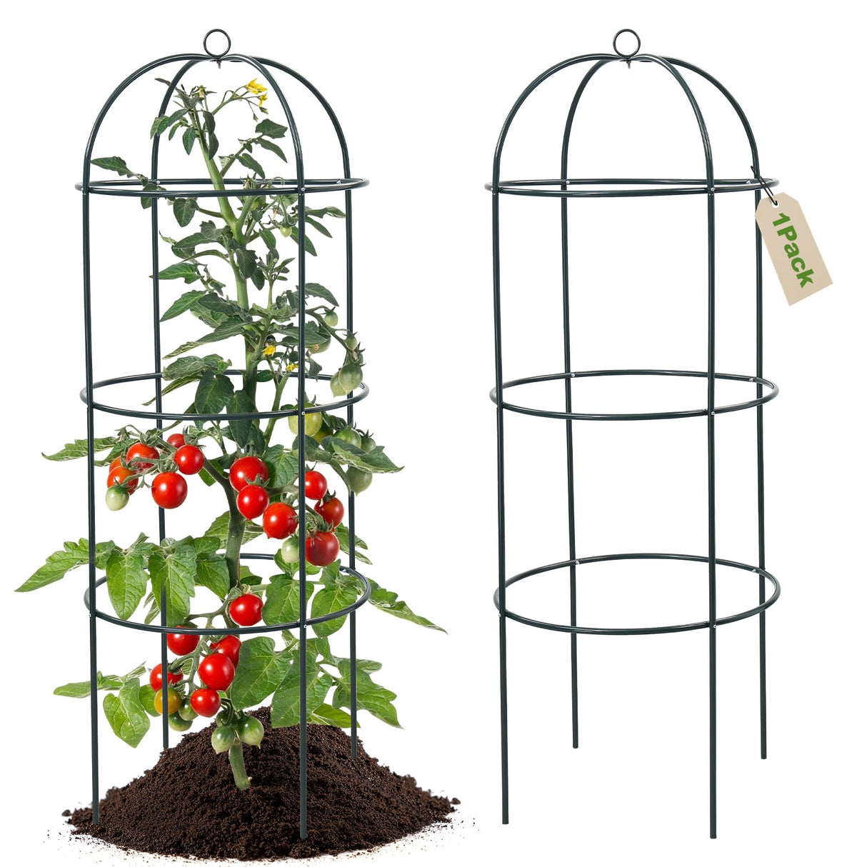 Trellis for Climbing Plants Outdoor, 60" Tall, 21" Dia, Heavy Duty Metal Garden Trellis Tower Potted Cages for Flowers Fruits Vegetable Cucumber Tomato Rose Clematis Pea Bean Raised Bed Trellises