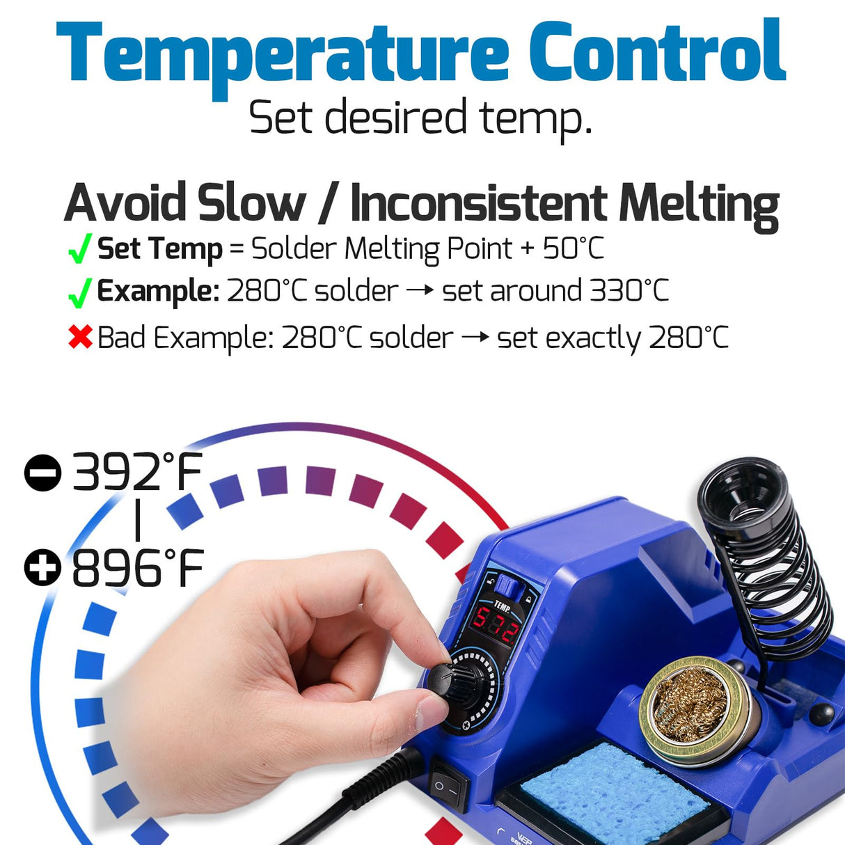 WEP 926LED V3 Soldering Station 130W MAX Soldering Iron Kit with Solder Wire, 5 Soldering Tips, Tweezers, Solder Sucker, Tip Cleaner, Temperature Control, Sleep Mode, C-F Conversion