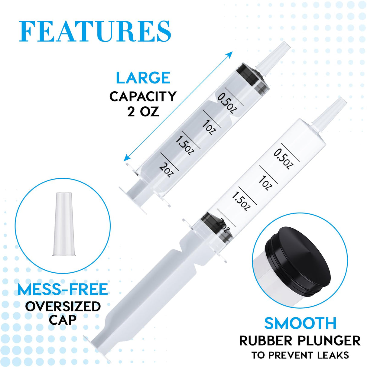 FOCUSLINE 50 Pack Jelly Shot Syringes, 2 OZ Capacity Plastic Shot Glasses, Durable Jelly Shot Syringes with Lid, Perfect for Halloween, Thanksgiving, Christmas