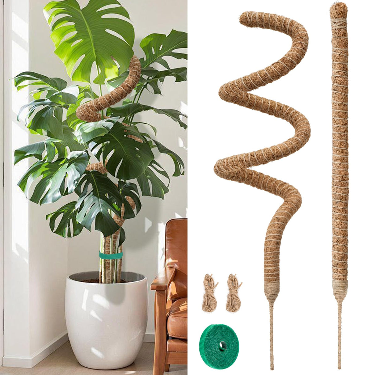 Moss Pole Monstera Plant Support 2 Pack 63 Inch Bendable Monstera Support
